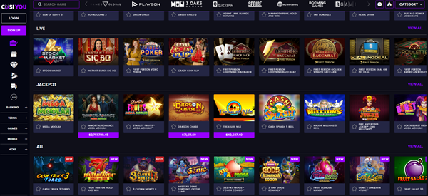 wide range of casino games